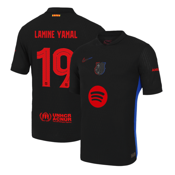 LAMINE YAMAL #19 Barcelona Away Authentic Soccer Jersey 2024/25 - UCL(Spotify Logo Without Text)